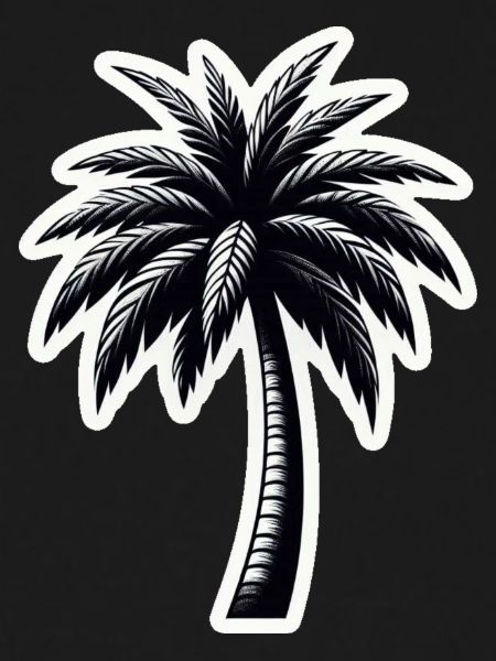 Palm tree black white