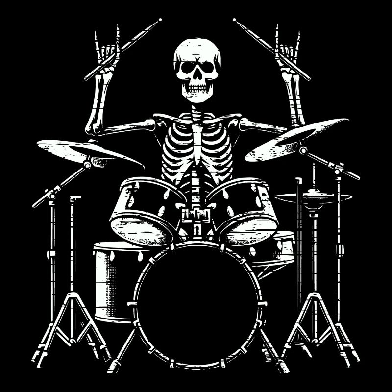 Drummer Skull Skelett am Drumset