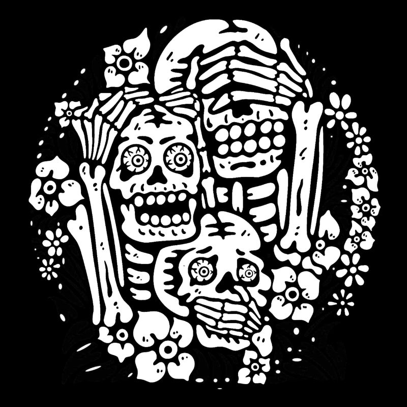 Three Wise Men - Human Skeletons with Flowers