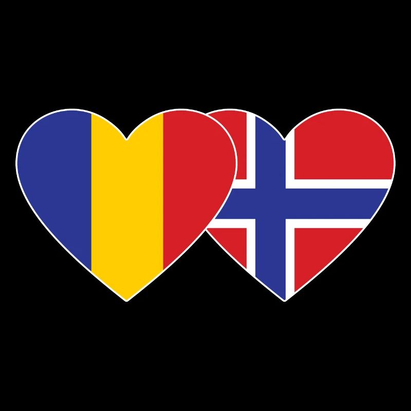 Romania Norway Flag Heart