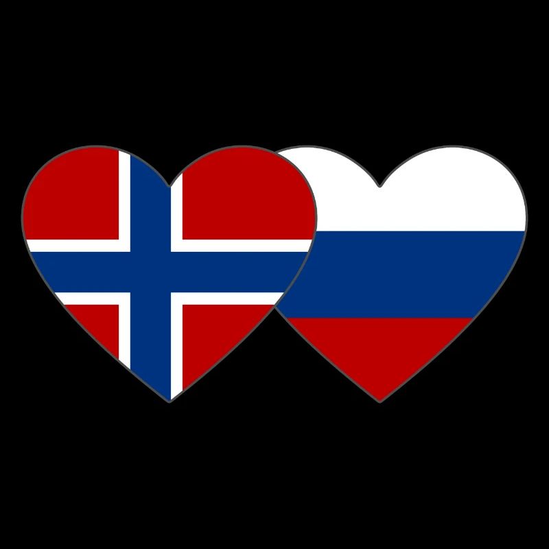 Norvège Russie Flag Coeur