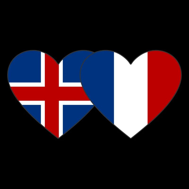 Island Frankreich Flagge Herz