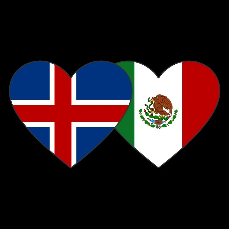 Iceland Mexico Flag Heart