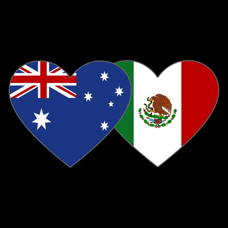 Australia Mexico Flag Heart