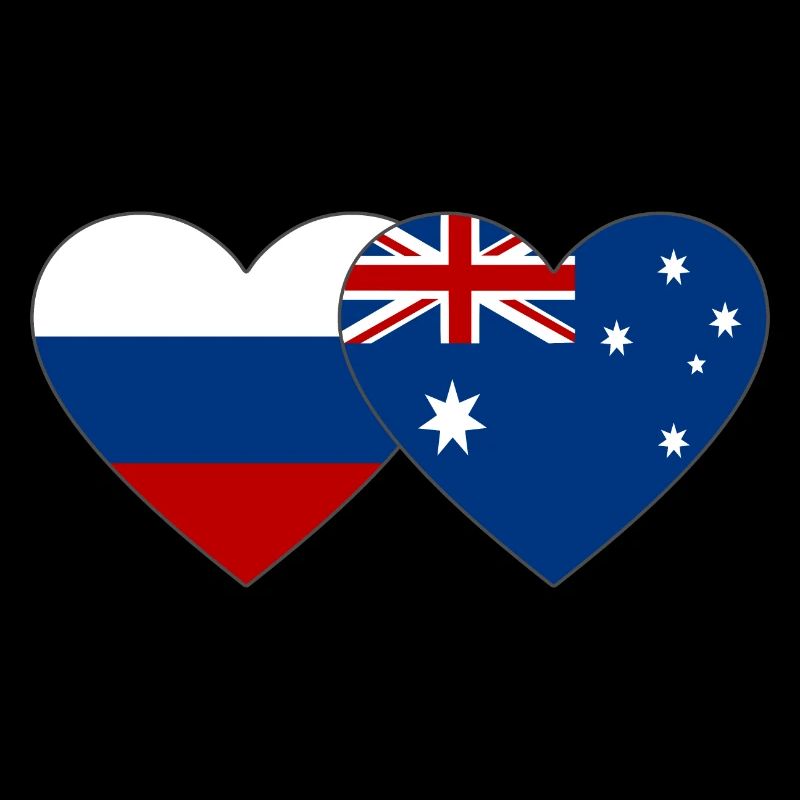 Russie Australie Flag Heart