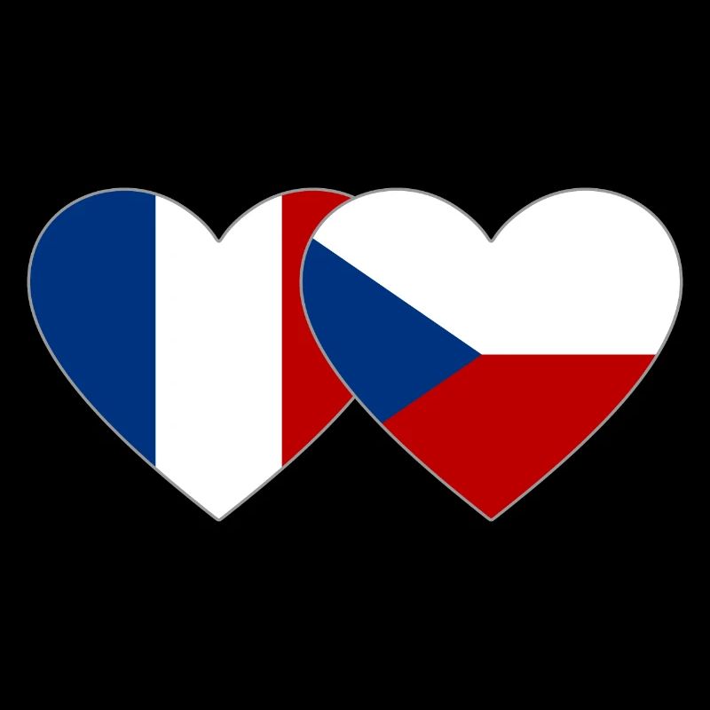 Frankreich Tschechien Flagge Herz