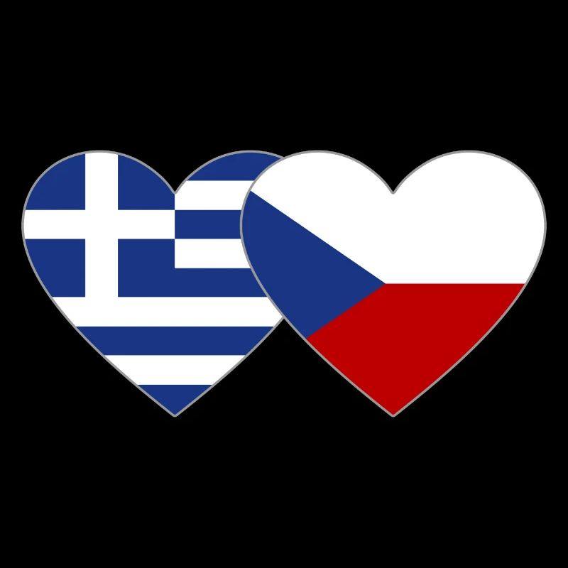 Grèce République tchèque Drapeau Coeur