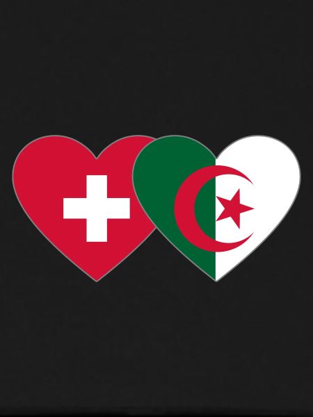 Switzerland Algeria Flag Heart