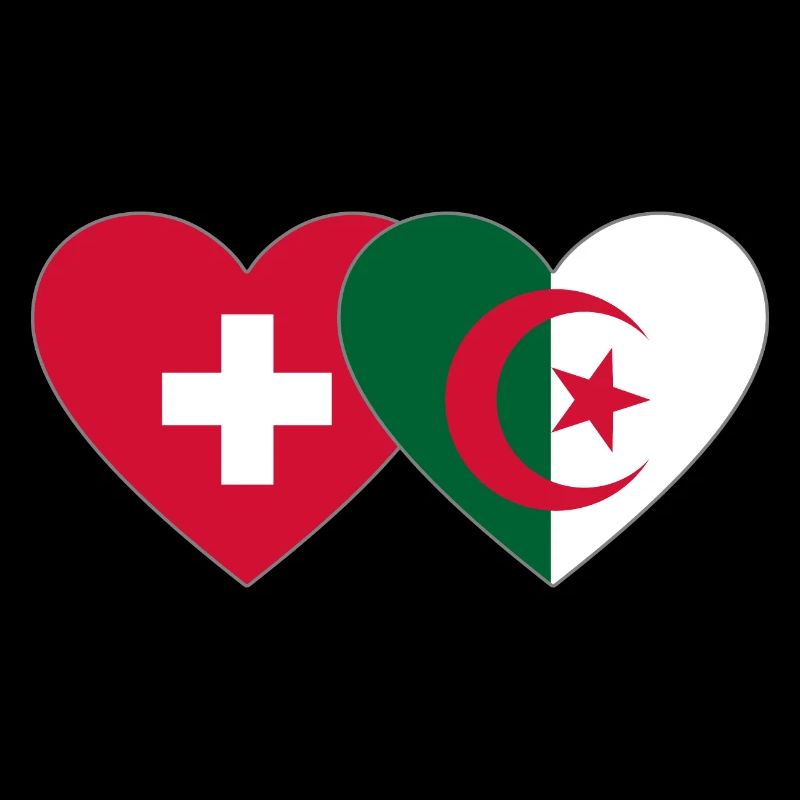 Schweiz Algerien Flagge Herz