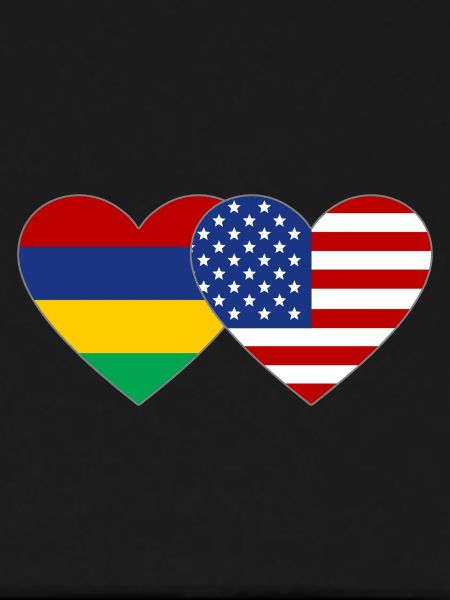 Mauritius USA Flag Heart