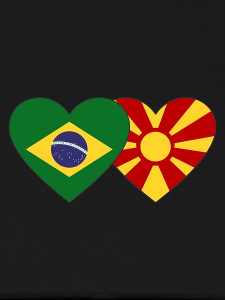 Brésil Macédoine Drapeau Coeur
