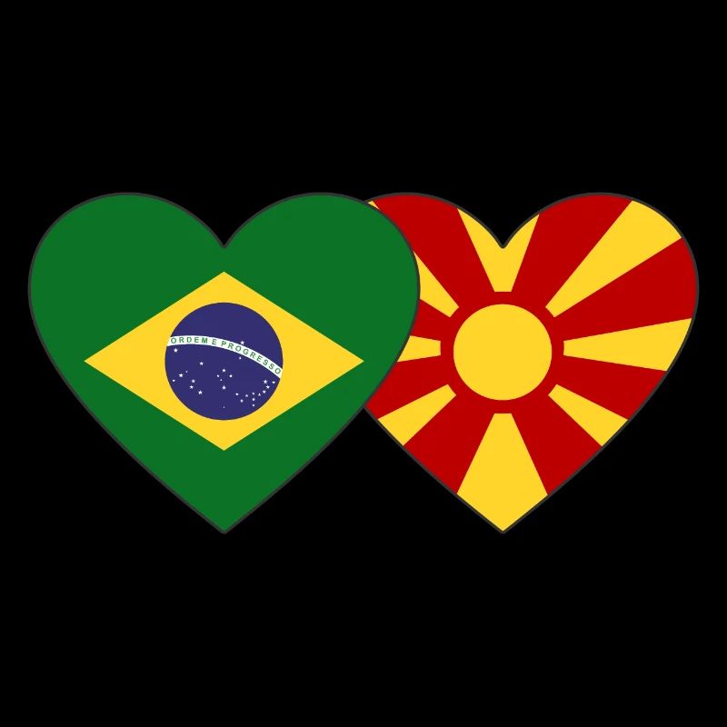 Brésil Macédoine Drapeau Coeur