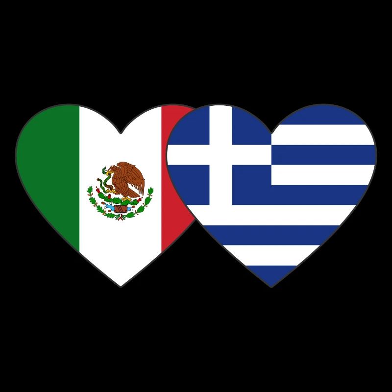 Mexique Grèce Flag Coeur