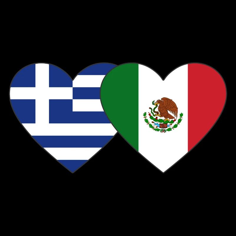 Grèce Mexique Flag Heart