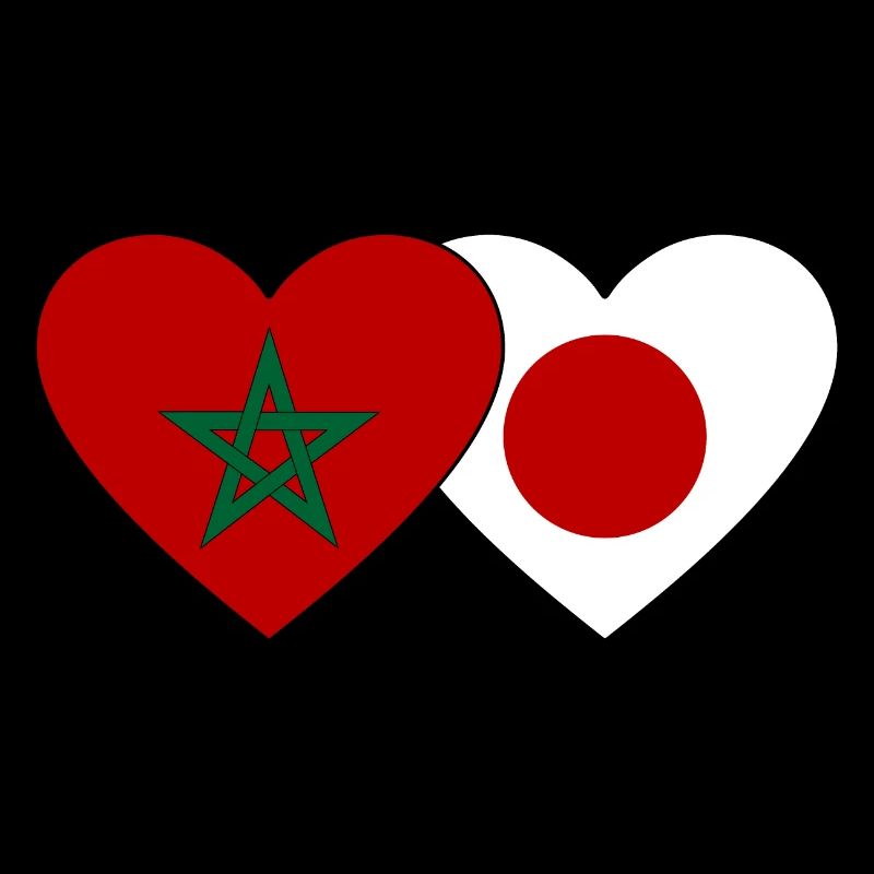 Morocco Japan Flag Heart