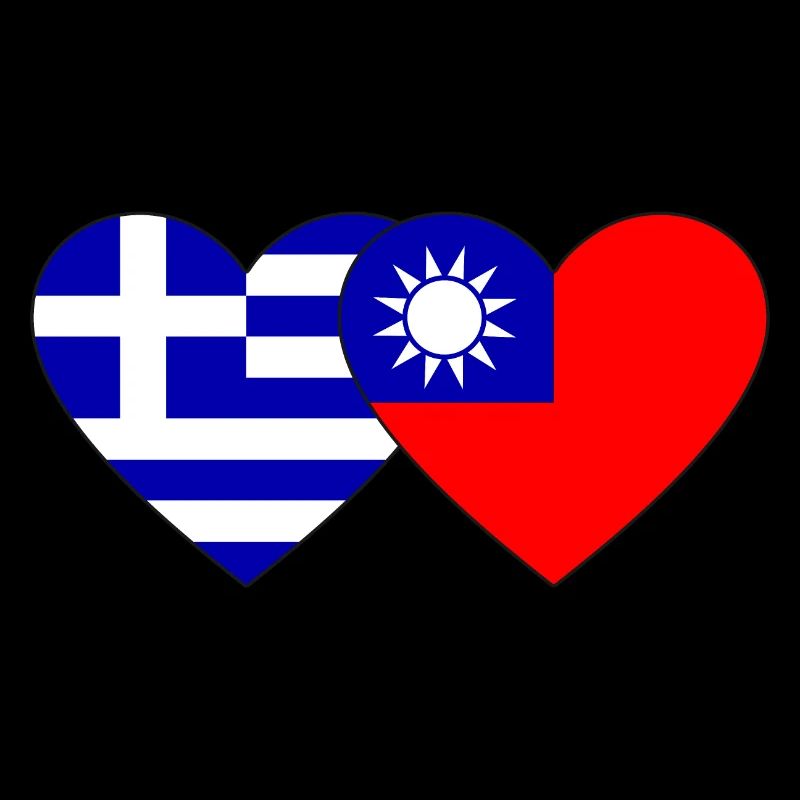 Grèce Taiwan Flag Heart