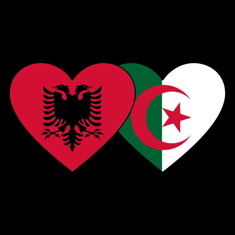 Albanie Algérie Drapeau Coeur