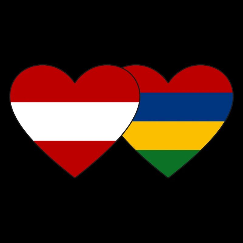 Austria Mauritius Flag Heart