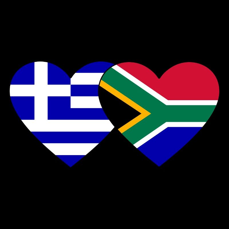 Grèce Afrique du Sud Flag Heart