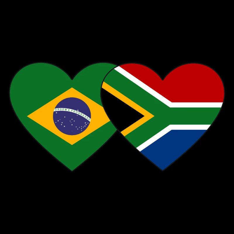 Brésil Afrique du Sud Flag Heart