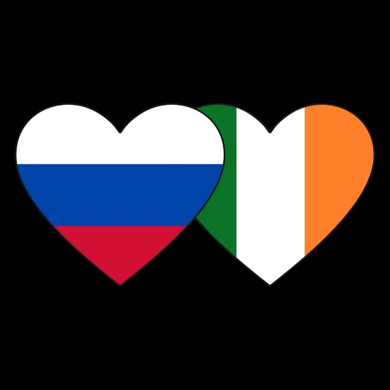 Russie Irlande Flag Coeur
