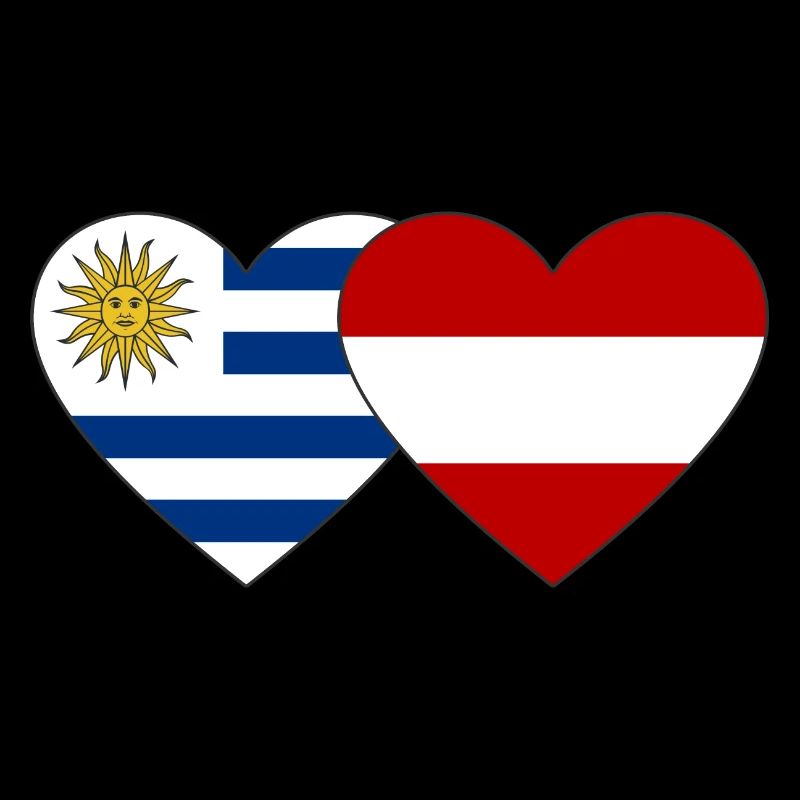 Uruguay Austria Heart Flag