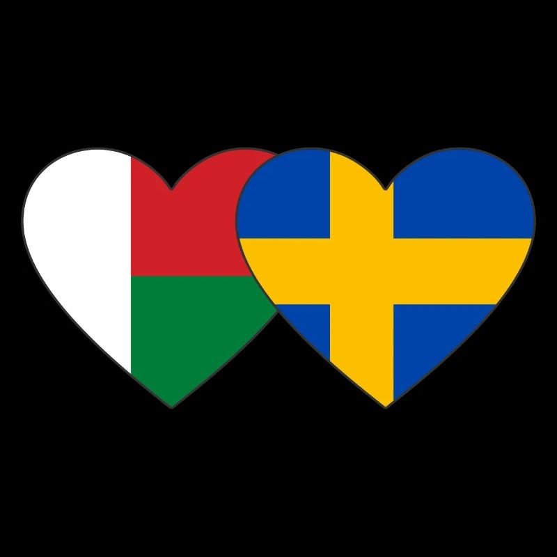 Madagaskar Schweden Herz Flagge