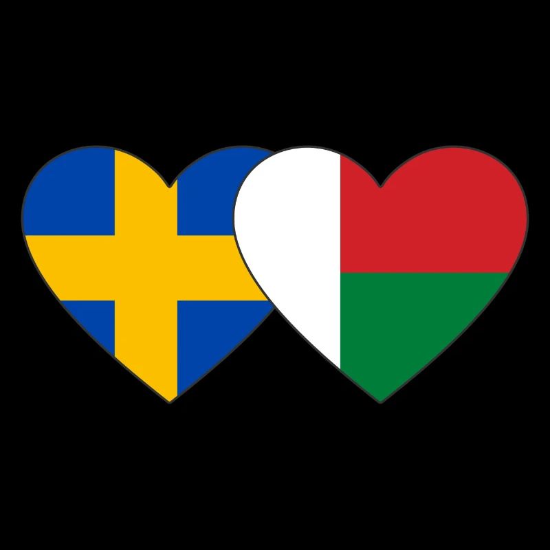 Schweden Madagaskar Herz Flagge