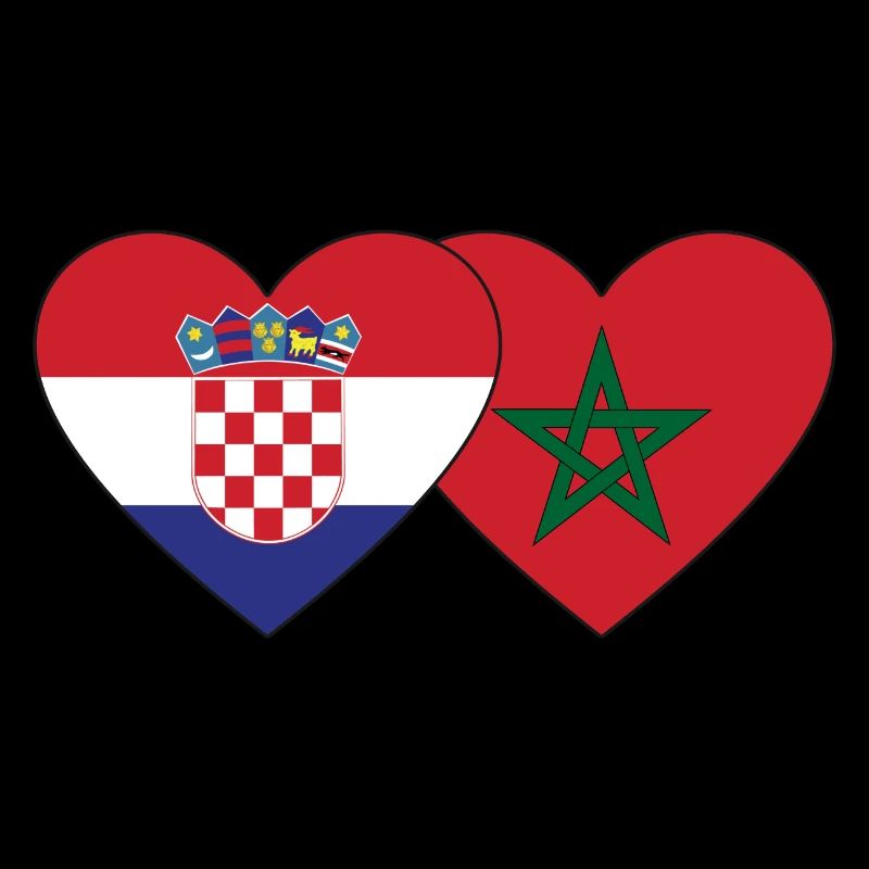 Croatia Morocco Flag Heart