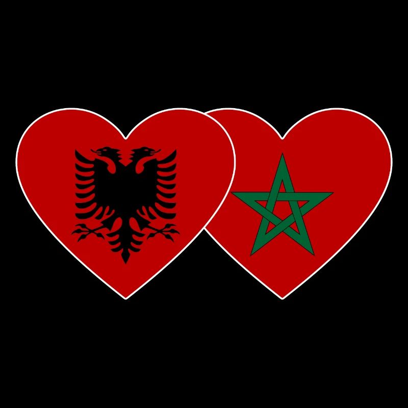 Albanie Maroc Drapeau Coeur