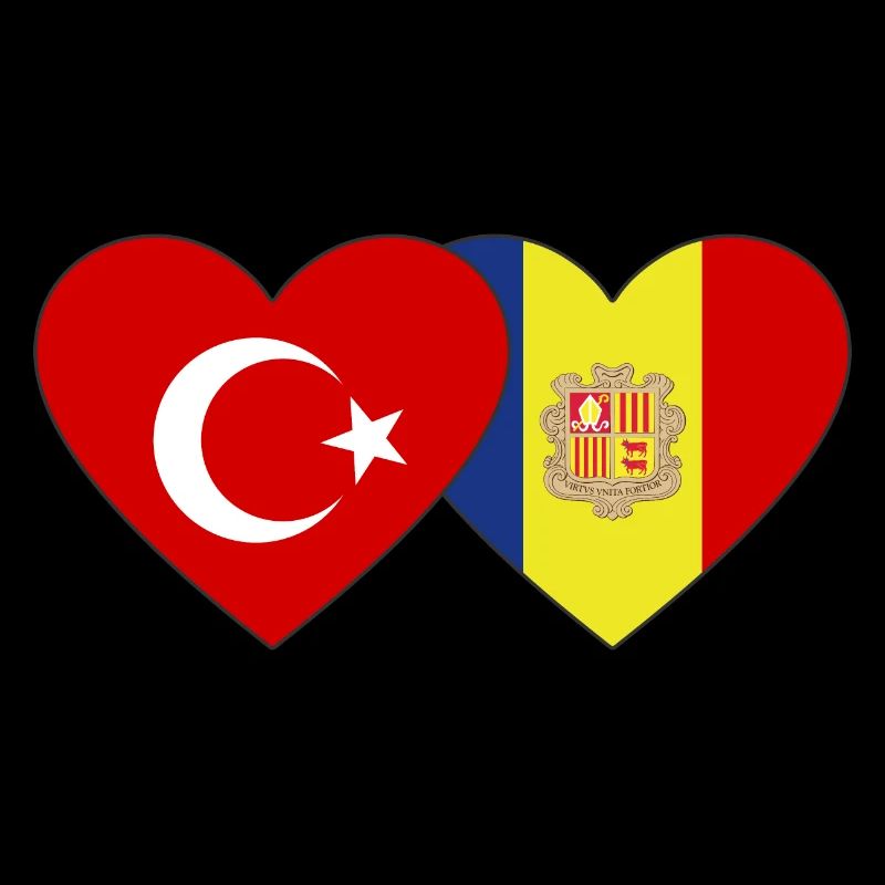 Turkey Andorra Flag Heart