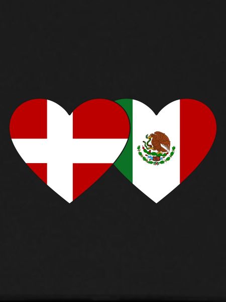 Denmark Mexico Flag Heart