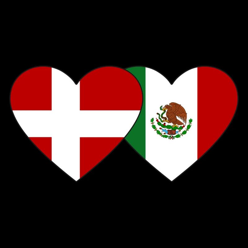Danemark Mexique Flag Heart