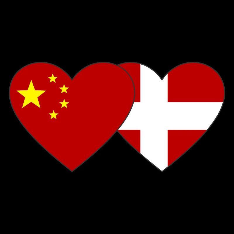 China Dänemark Herz Flagge