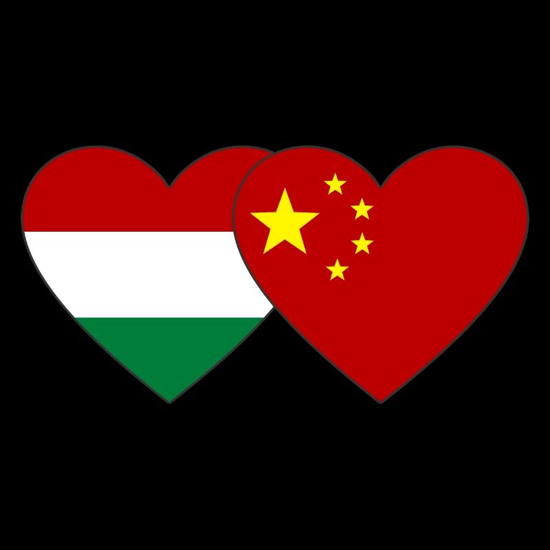 Ungarn China Herz Flagge