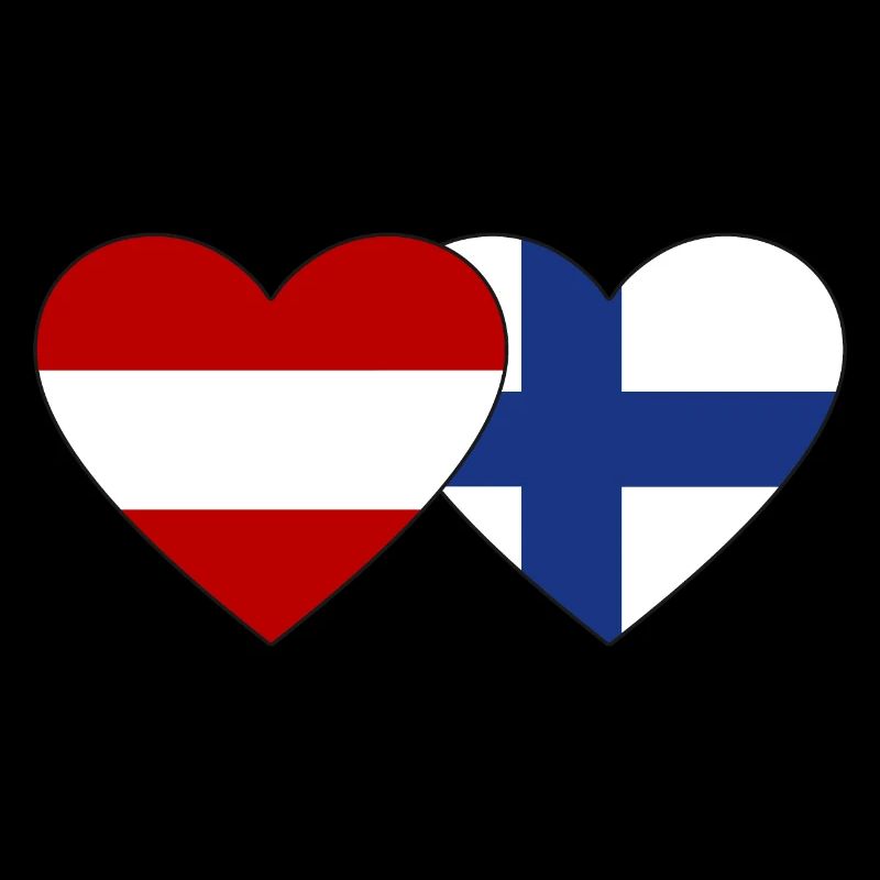 Autriche Finlande Drapeau Coeur