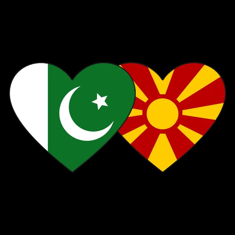 Pakistan Macédoine Flag Heart