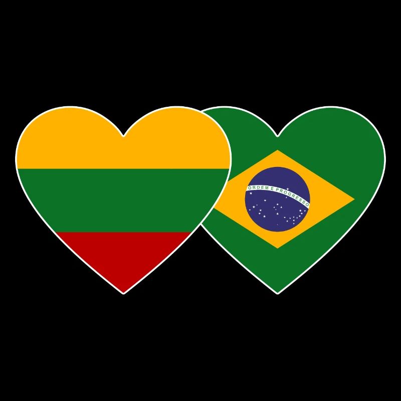 Lithuania Brazil Flag Heart