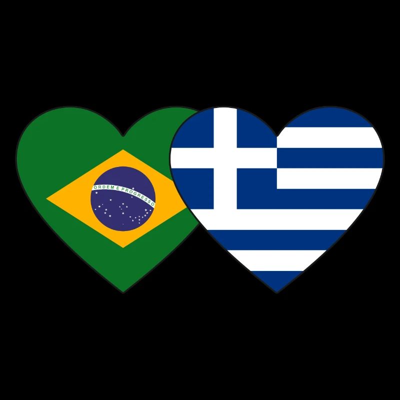 Brésil Grèce Drapeau Coeur