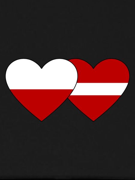 Poland Latvia Flag Heart