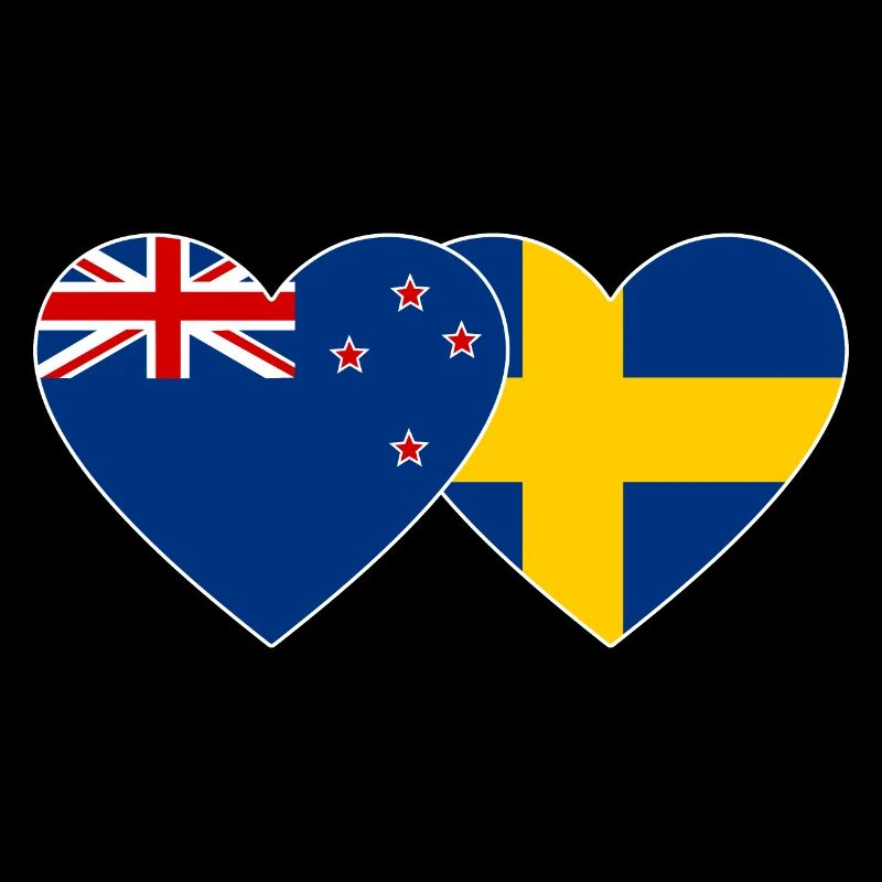 Neuseeland Schweden Flagge Herz