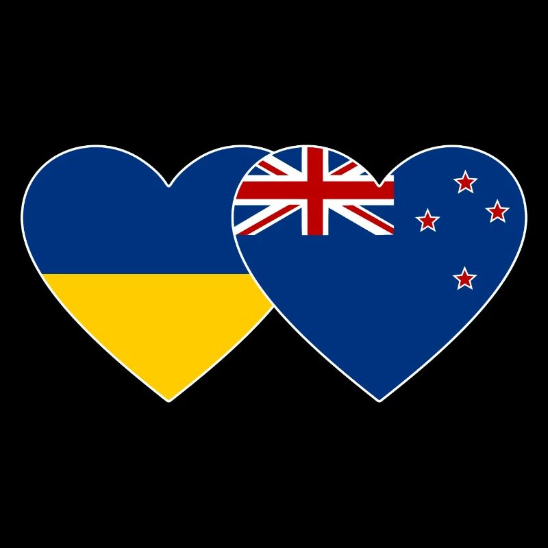 Ukraine Neuseeland Flagge Herz
