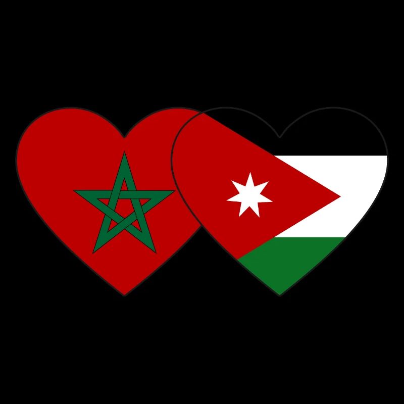 Morocco Jordan Flag Heart