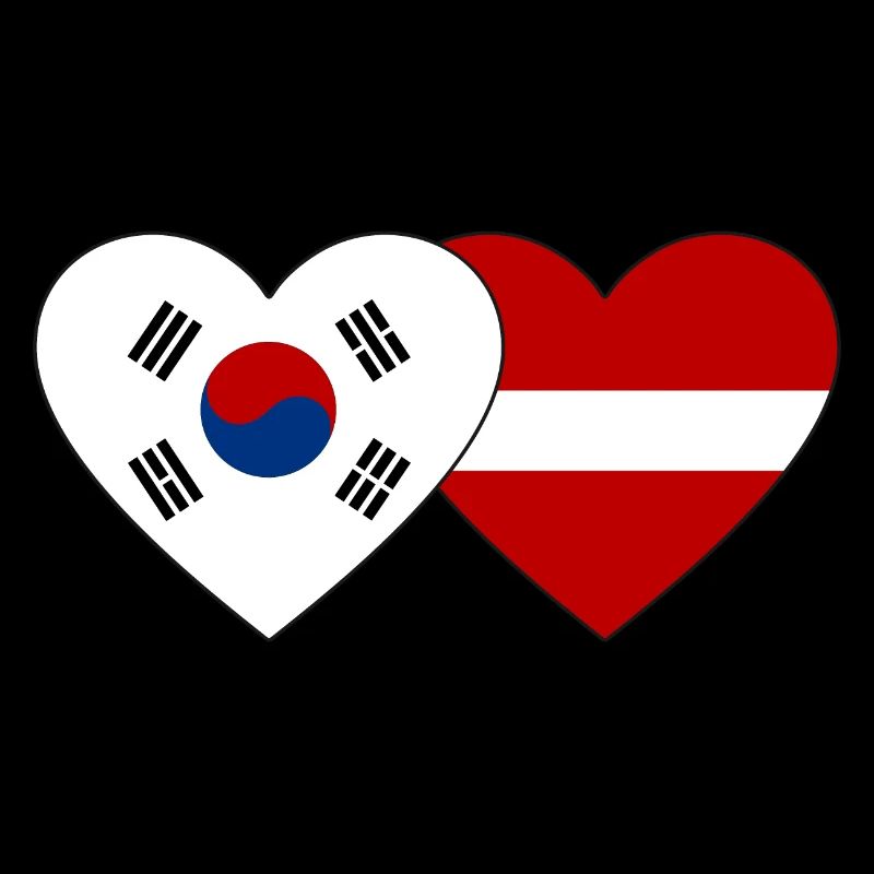 Corée du Sud Lettonie Drapeau Coeur