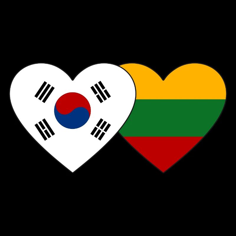 Corée du Sud Lituanie Drapeau Coeur