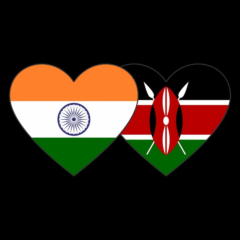 Inde Kenya Flag Heart