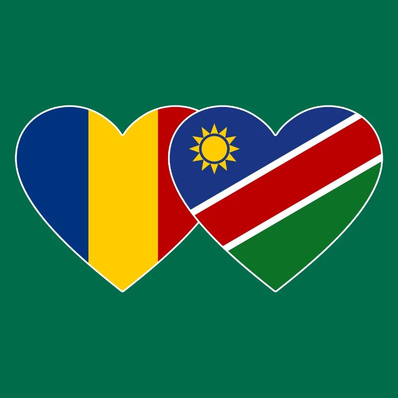 Romania Namibia Flag Heart