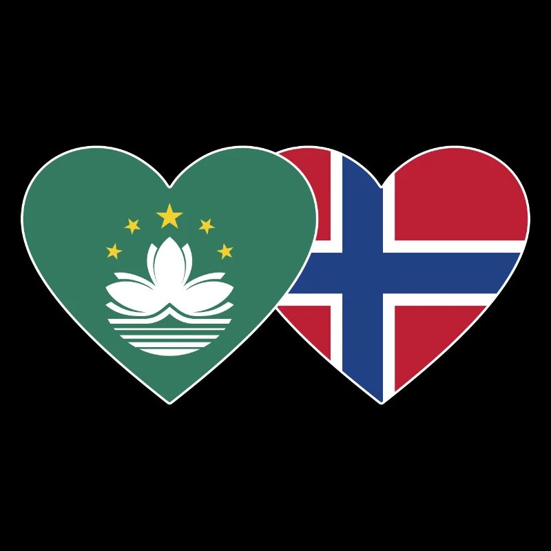 Macau Norwegen Flagge Herz