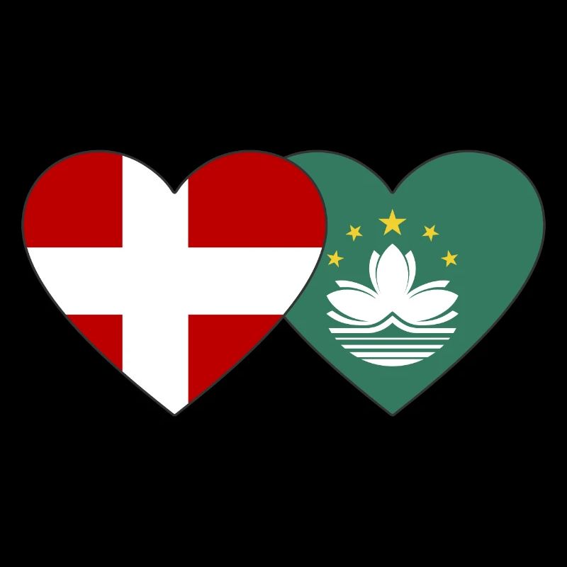 Denmark Macau Flag Heart