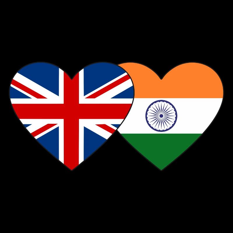 Angleterre Inde drapeau coeur